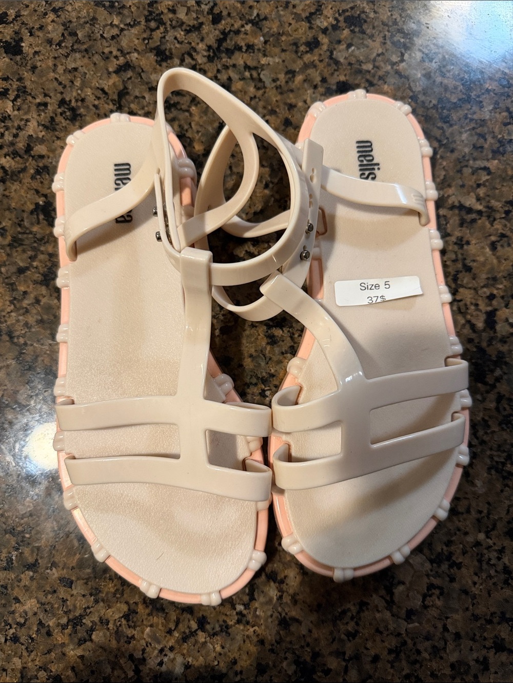 Melissa Cream and Light Pink Jelly Sandals